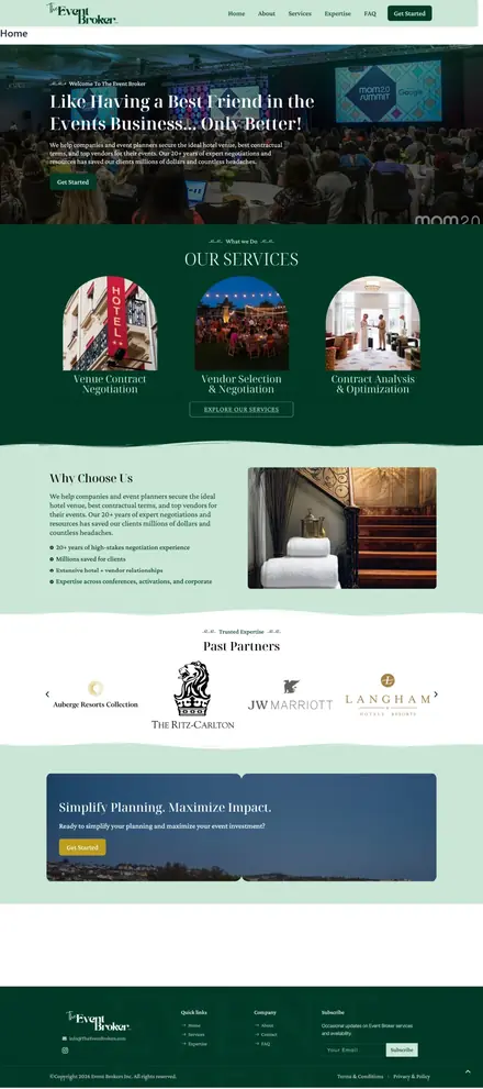 The Event Broker website, businesses and consultants