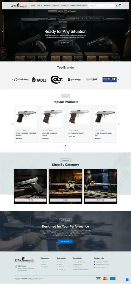 XTS Armory website, ecommerce websites